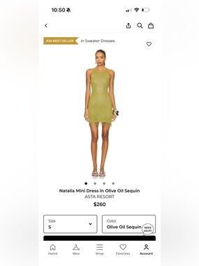 Asta Resort Olive Oil Sequin Mini Dress